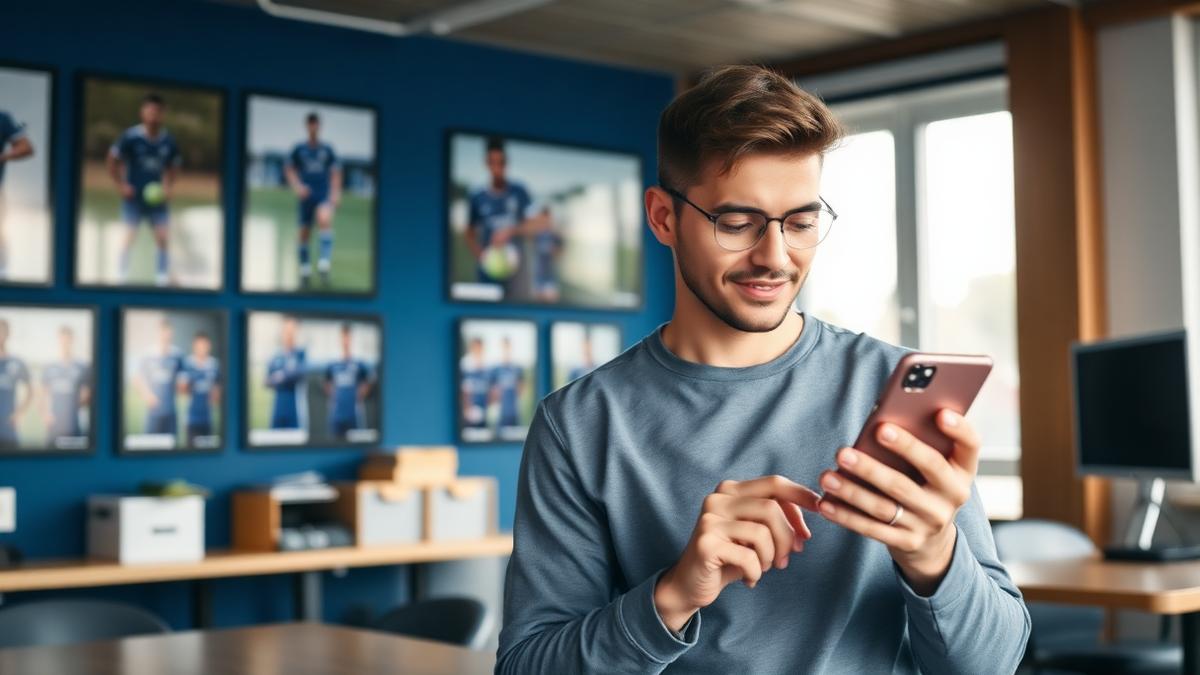 Responsable de una tienda leyendo una propuesta de esponsorización deportiva impresa