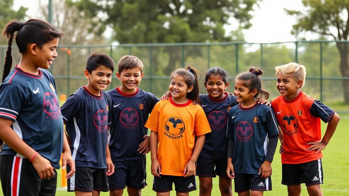 Equipo infantil celebrando un partido con equipación patrocinada por una empresa